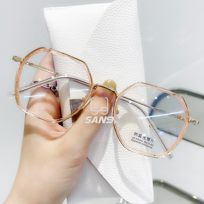 Mắt kính gọng kim loại chống ánh sáng xanh phong cách retro Hàn Quốc