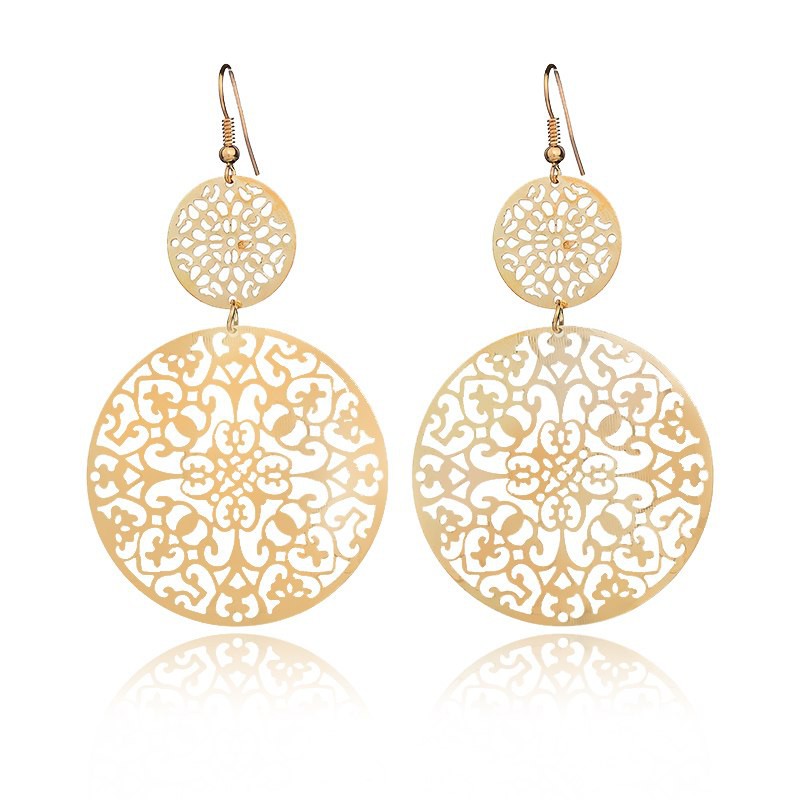 Cặp hoa tai mặt hình tròn thời trang phong cách vintage cho nữ