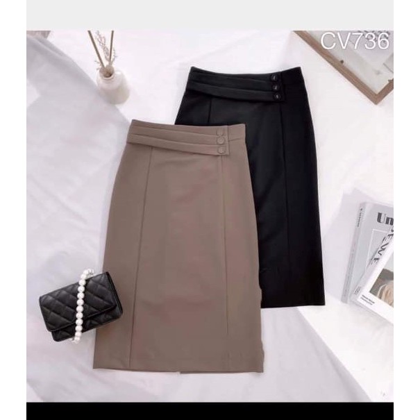 chân váy chữ A phối cúc thời trang mới phong cách hàn. chất tuyết mưa cao cấp