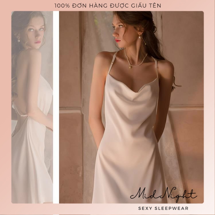 Váy Ngủ Sexy Hai Dây Xuyên Thấu Gợi Cảm Lụa Satin Sang Trọng - Bộ Đồ Lót Quyến Rũ Khiêu Gợi Đầy Cám Dỗ Mid Night Sexy | BigBuy360 - bigbuy360.vn
