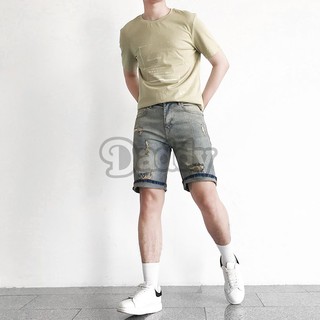 Quần short jean nam rách [HT 711SR] màu Dirty Unisex ✅Jean co dãn ✅Sản phẩm BEST SALER