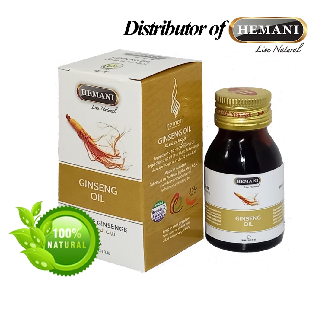 Dầu nhân sâm Hemani Ginseng Oil 30 ml, giúp ngăn rụng và thúc đẩy mọc tóc, mày, râu