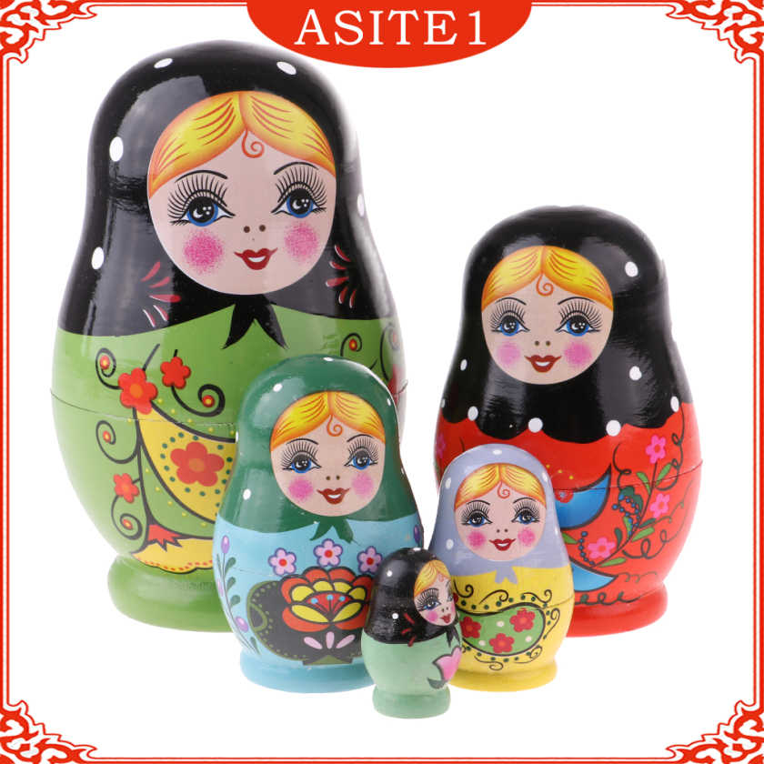 Bộ 5 Búp Bê Nga Matryoshka Bằng Gỗ