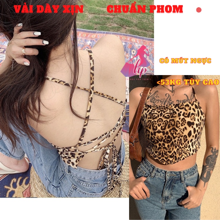 áo yếm croptop nữ thắt dây nơ ôm body da beo phong cách hàn quốc cực dễ thương - mã A131