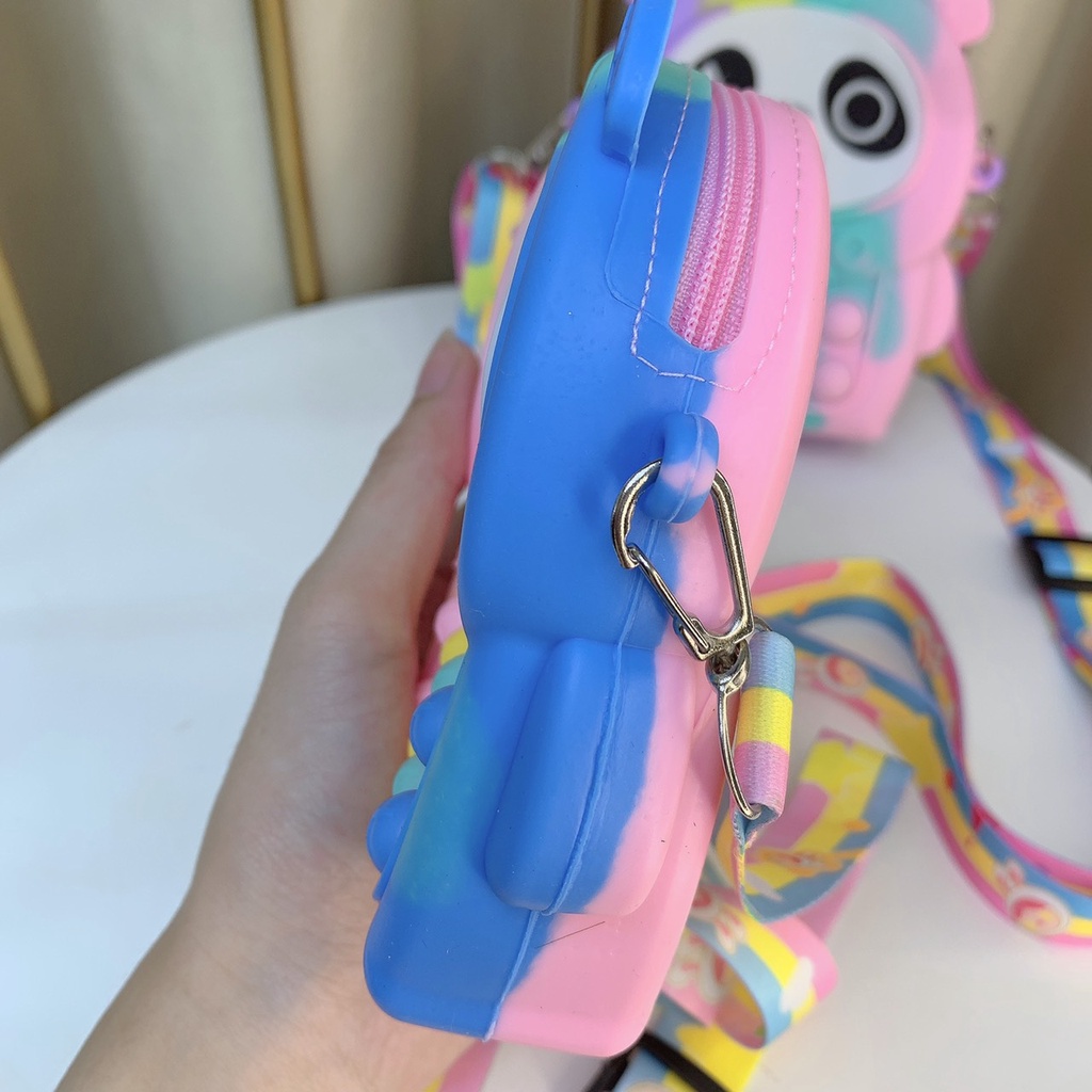 Túi popit đeo chéo vai cho bé trai gái 2023, túi cho trẻ em silicon hình thú mini xinh đẹp hình Gấu Trúc