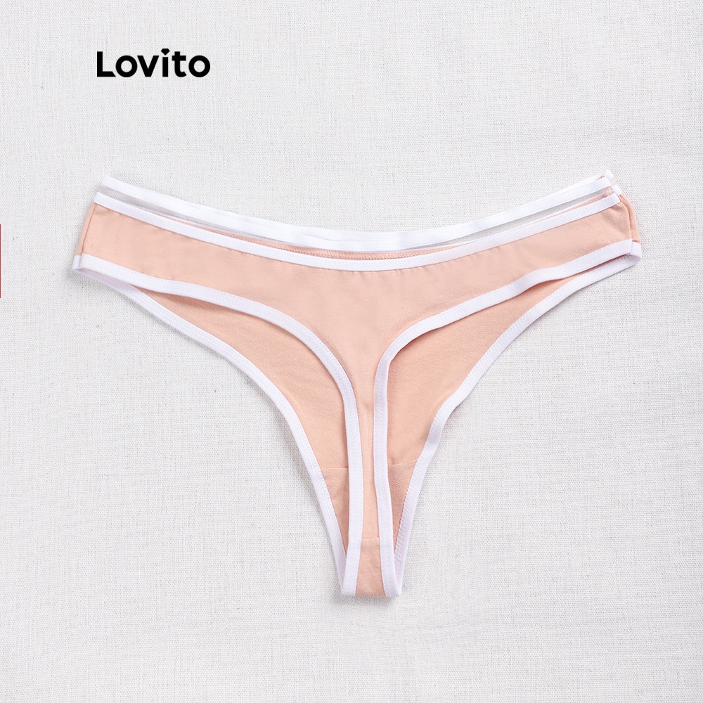 Quần lót Lovito màu trơn tương phản sexy L00304 (xanh dương nhạt/đỏ đậu)