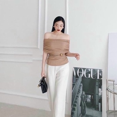 Áo trễ vai phủ tay trơn áo đẹp, chất mát, dễ mặc, dễ phối đồ