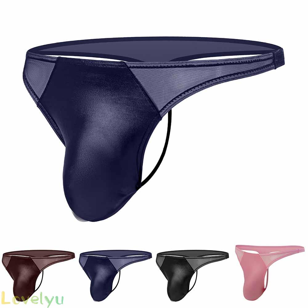 &lt;READY STOCK&gt;Men Erotic Panties Sexy Patent Leather Transparent Mesh G String TBack Thong Underwear RaeSlU Aufose100% brand new！