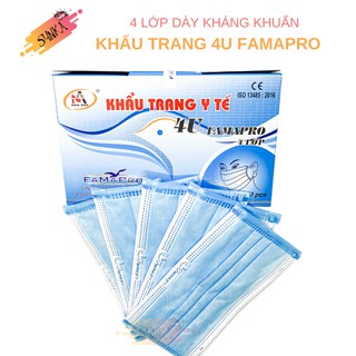 Khẩu Trang Y Tế Famapro - 4 Lớp Dày Kháng Khuẩn - Tiêu Chuẩn Bệnh Viện và Xuất Khẩu -  [Hộp 50 cái]