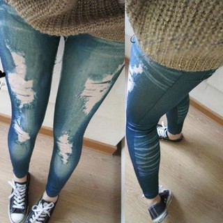 Legging giả quần jeans rách