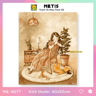 Tranh Tô Màu Theo Số METIS Tranh Nàng Thơ Mộng Mơ Dễ Tô N077