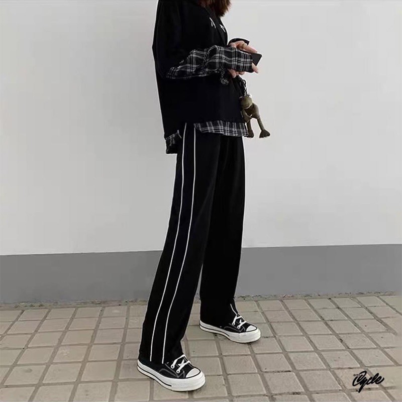 Quần Ống Suông Rộng Nam Nữ Track Pant Kẻ Sọc - Quần ullzang - Trouser line | BigBuy360 - bigbuy360.vn