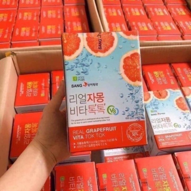 Trà Bưởi Giảm Cân Sanga Real Grapefruit Vita Tok Tok 30 Gói Hàn Quốc Chính Hãng - Bưởi Đỏ Đẹp Da Giữ Dáng