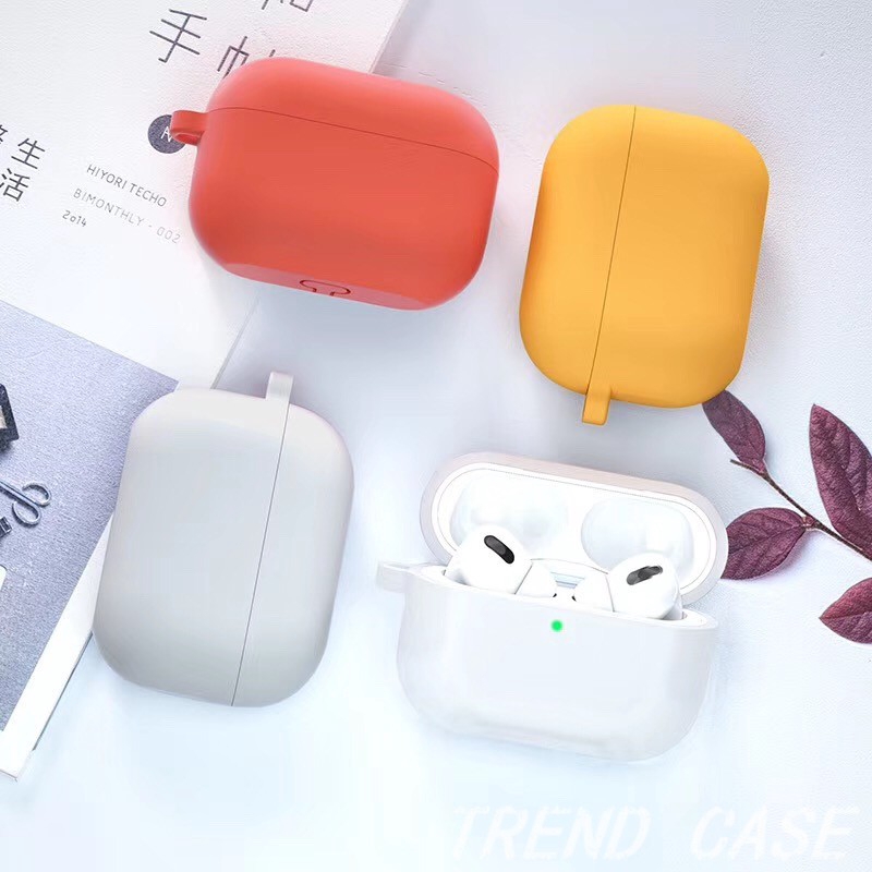 Hộp Đựng Bảo Vệ Bằng Silicone Mềm Chống Sốc Màu Trơn Cho Apple Airpods 1/2