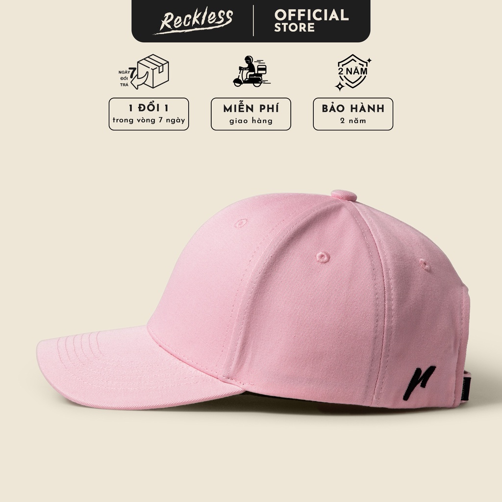 Mũ Bóng Chày Lưỡi Trai Màu Hồng Trơn Reckless Signature Ballcap Vải Kaki Cotton