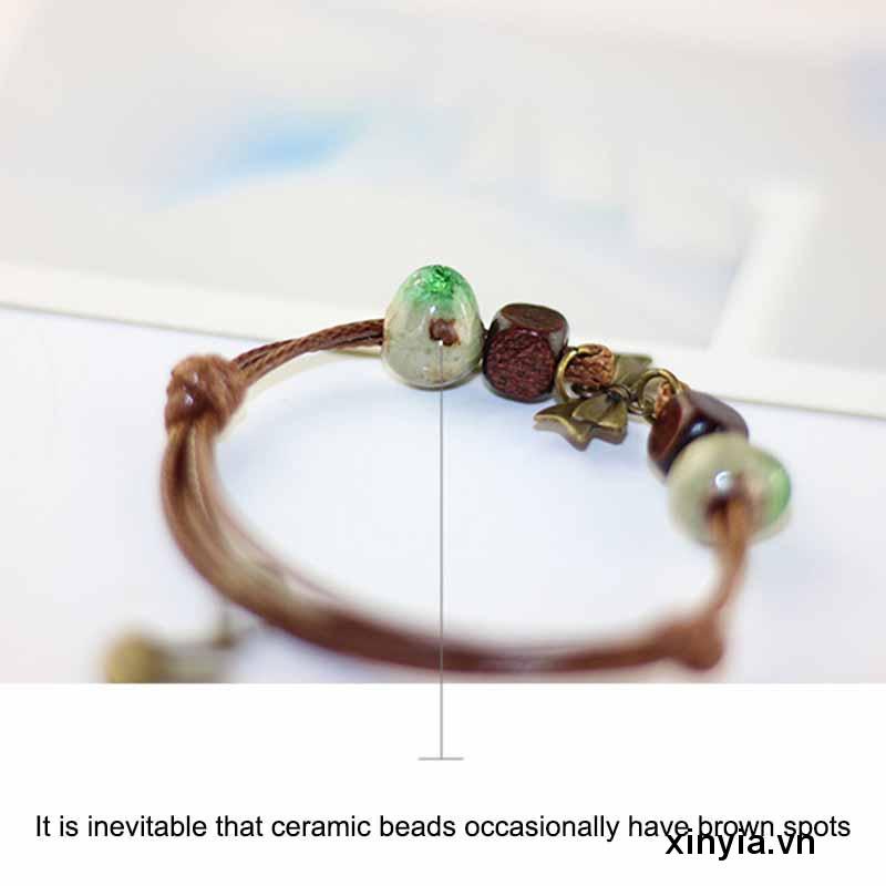 Vòng Đeo Tay Dây Bện Phối Gốm Sứ Thời Trang Dành Cho Nữ