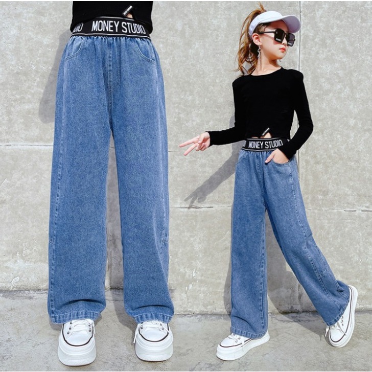 Quần jean ống rộng bé gái size đại 27-->48kg M2213
