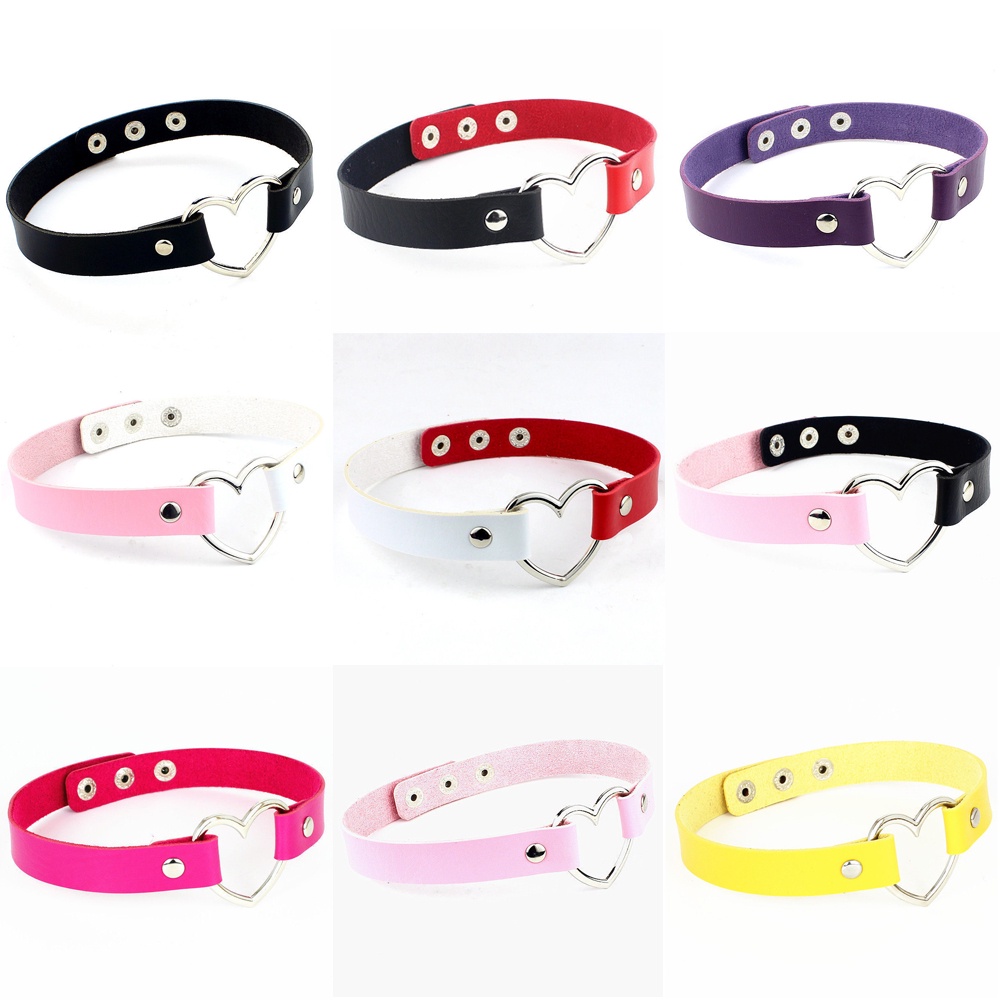 Vòng Cổ Choker Da PU Mặt Trái Tim Phong Cách Punk Thời Trang Dành Cho Nữ