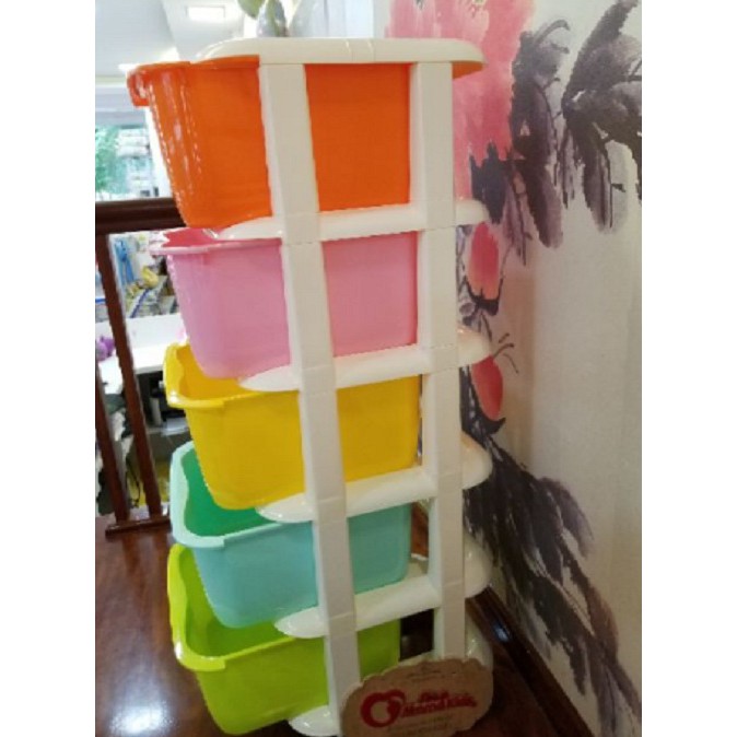 Tủ nhựa ngăn kéo 5 tầng đa sắc màu có bánh xe hàng LOẠI 1