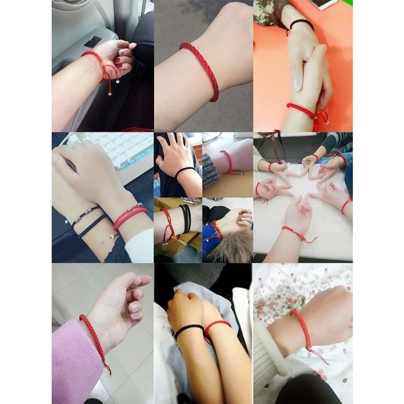 Vòng tay dây bện màu đỏ phong cách retro cho nam và nữ 210825