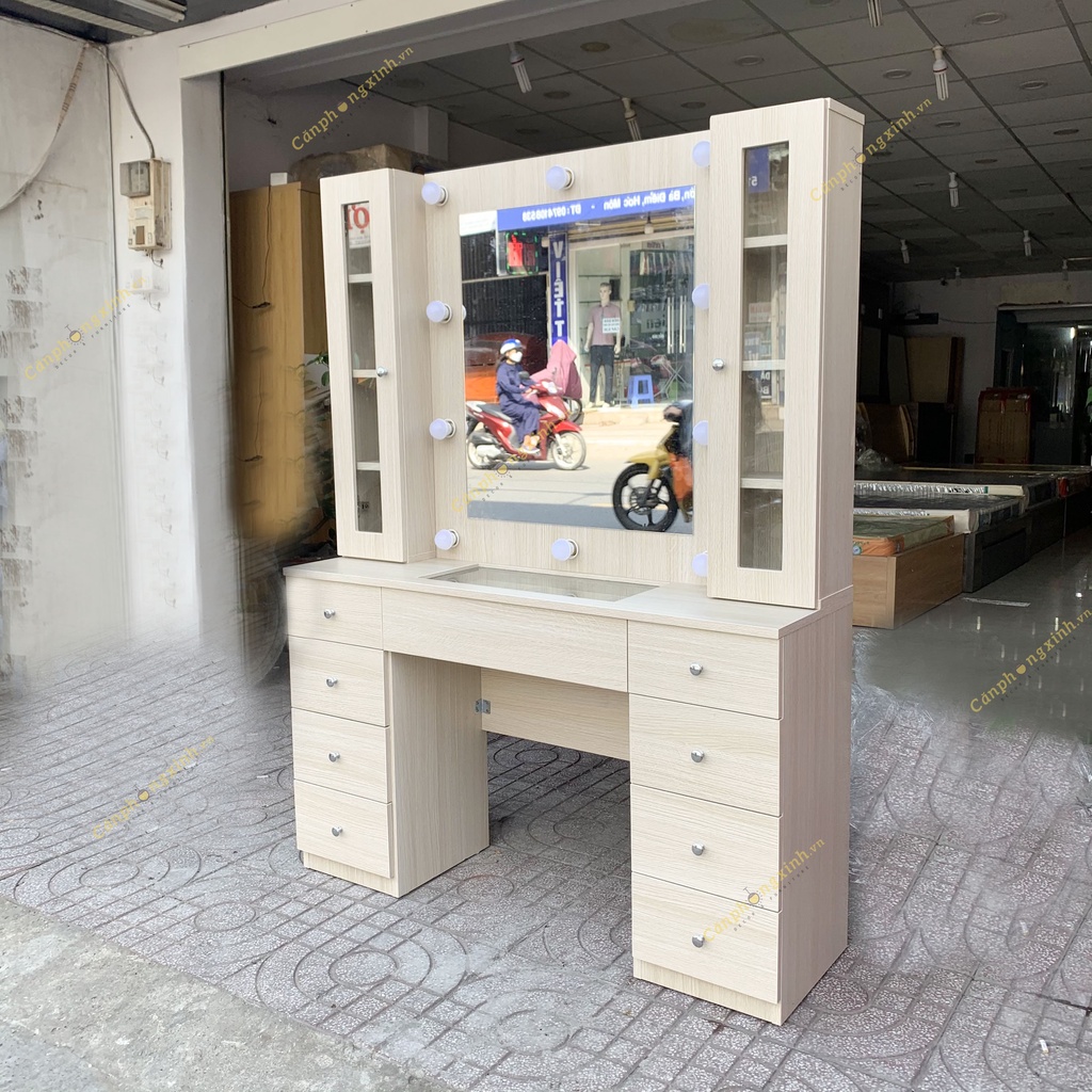 Bàn trang điểm cỡ lớn có đèn gỗ MDF CPX-BP15 dành cho spa, studio