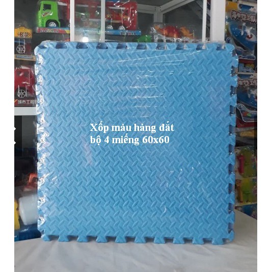Thảm xốp ghép vân khế, xốp nhiều màu bộ 4 miếng/6 miếng 60x60cm
