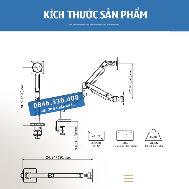 NB G40  22&quot; - 40&quot; / Giá Treo Màn hình máy tính/ Giá đỡ màn hình gắn bàn/ [Cao cấp hơn F80 F100A] NB North Bayou