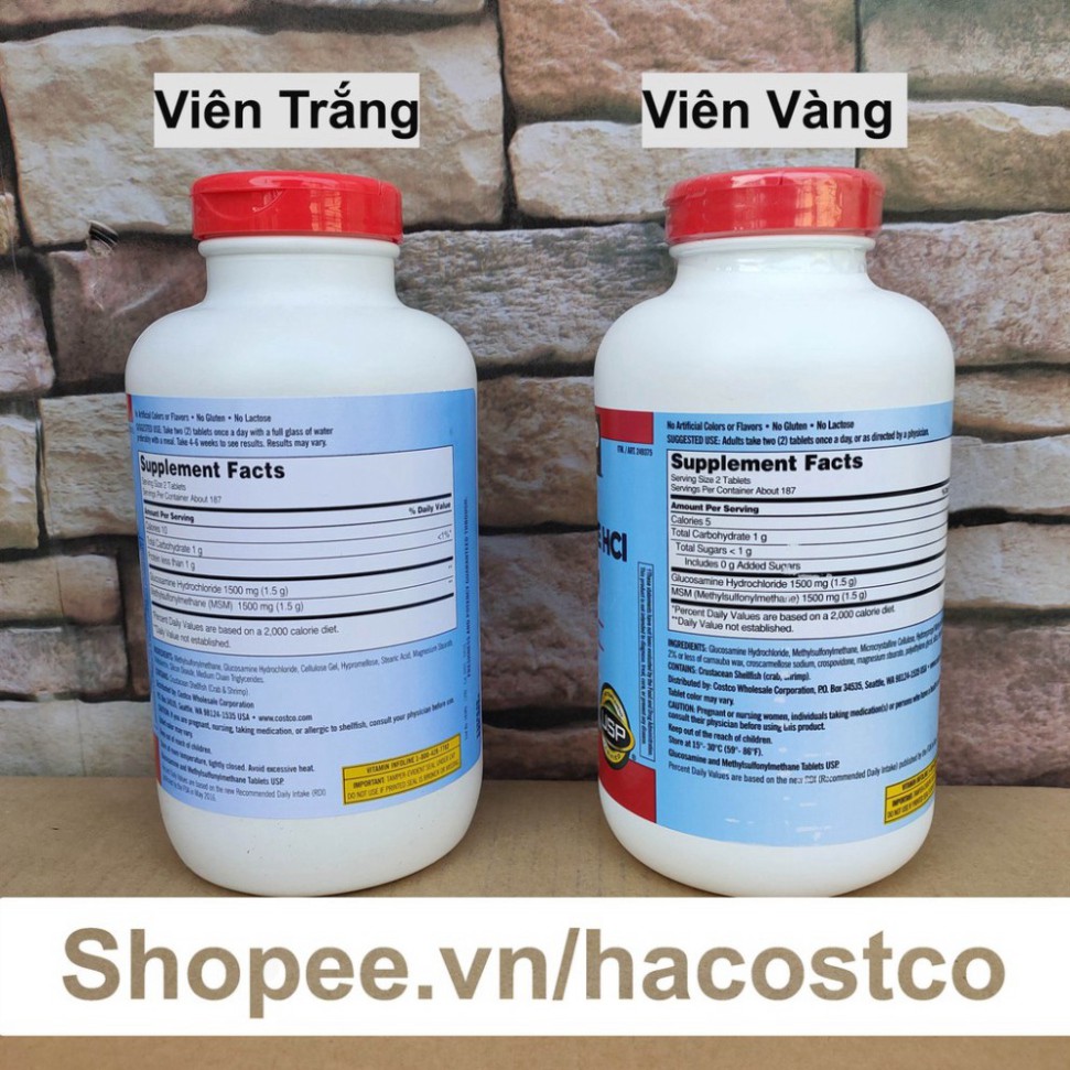 HOT SALE Viên uống Kirkland Signature Glucosamine HCL 1500mg With MSM 1500mg 375 viên - Glucosamin HOT SALE