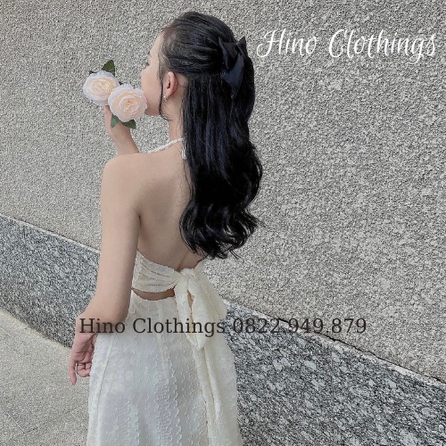 Đầm yếm buộc dây nơ lưng, váy dây yếm hơ lưng H001 | BigBuy360 - bigbuy360.vn