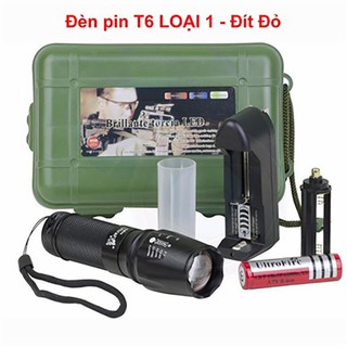 Đèn pin Police T6 - LOẠI 1 đít đỏ vỏ nhám