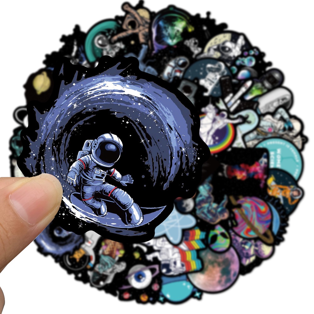 100Pcs/Set ❉ Classical Black Color . Outer Space Series A Stickers ❉ Waterproof DIY Fashion Doodle Decals Stickers
