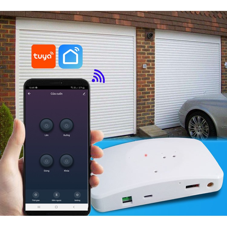 Bộ điều khiển cửa cuốn bằng điện thoại điện thoại qua wifi, 3G, 4G app Tuya