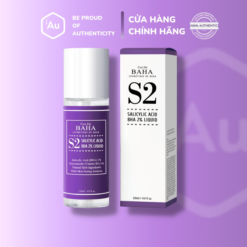 Cos De BAHA | Dung Dịch Salicylic Acid 2% &amp; Niacinamide 2% - Hỗ Trợ Làm Sạch Lỗ Chân Lông 120ML (S2)