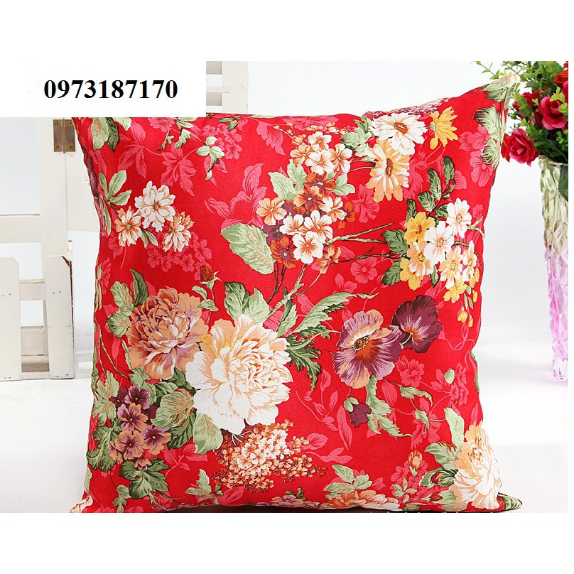 Vỏ gối tựa lưng da lộn hàng đẹp 45x45cm