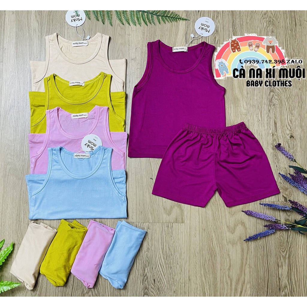 FULLSIZE 7-30KGFREE SHIP Bộ Minky Mom Ba Lỗ Thun Lạnh Cao Cấp Dể Thương Cho Bé Gái Bé Trai, Đủ Màu