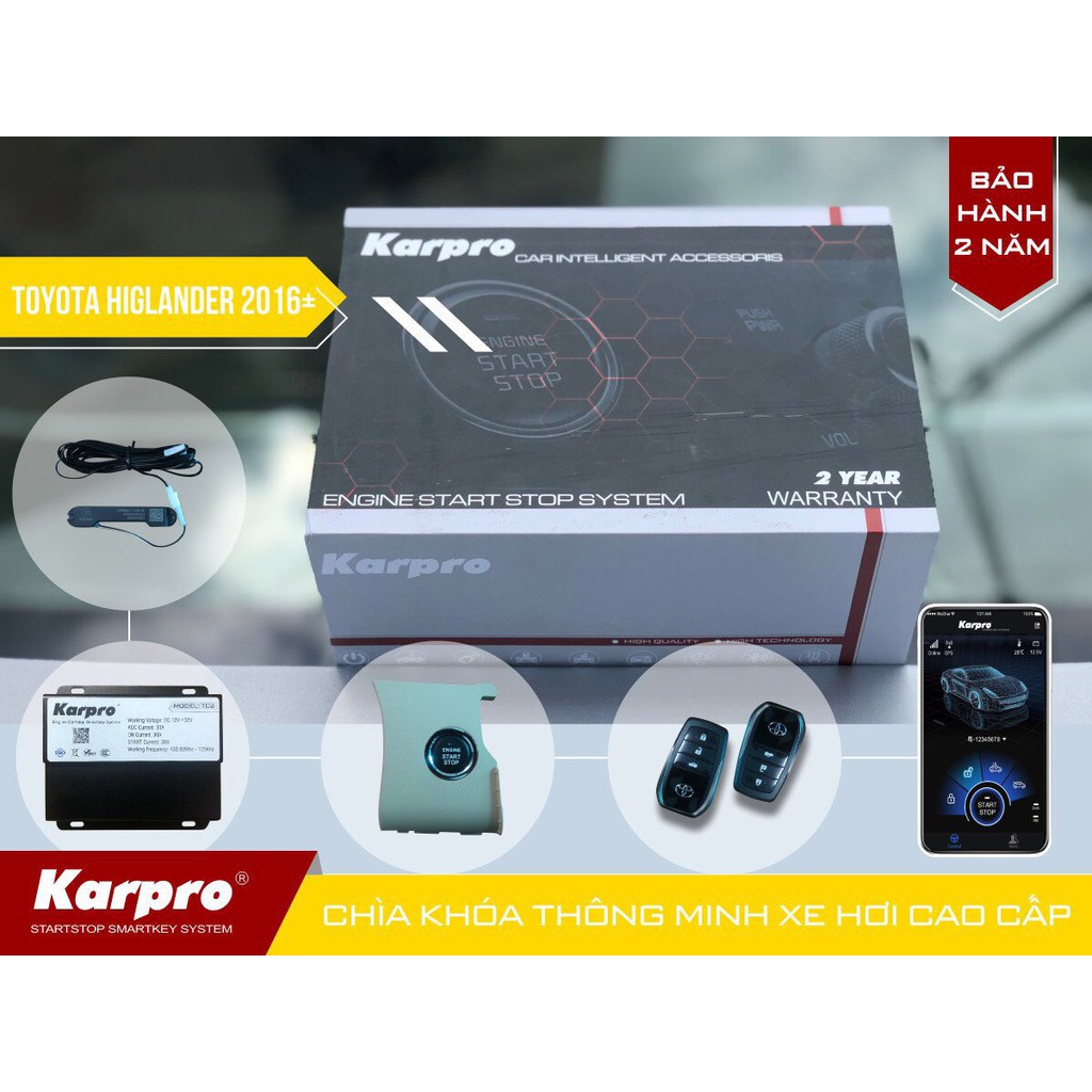 Chìa khóa thông minh Smartkey Kapro cho xe ô tô, xe hơi điều khiển tự động đề nổ STAR - STOP từ xa, bảo hành 24 tháng