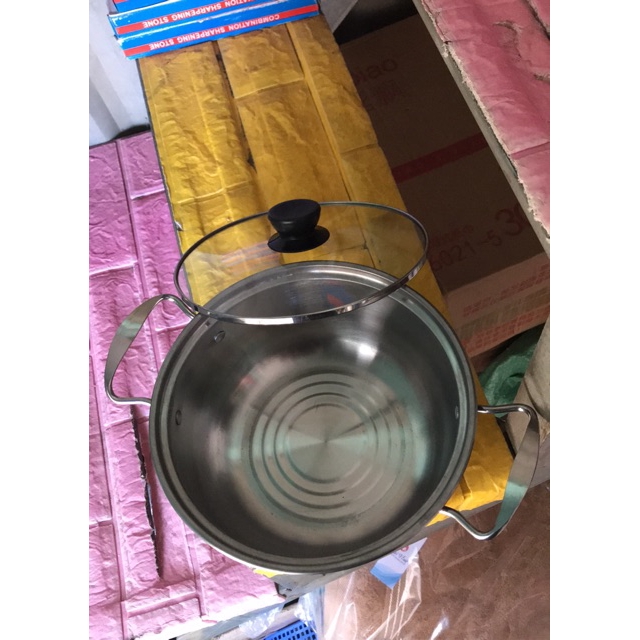 Nồi Inox 20cm Kèm Vung Kính Hàng Dày Đẹp