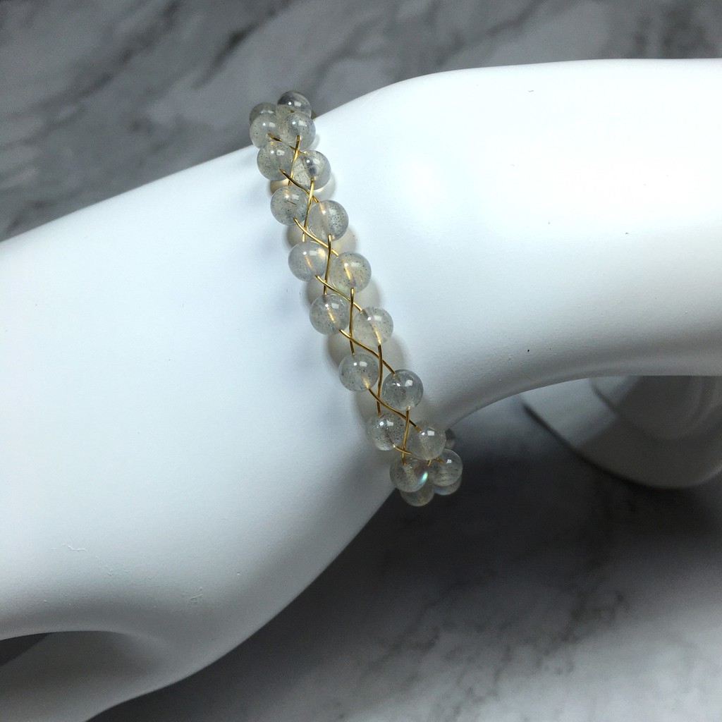 Vòng Tay Đá Mặt Trăng Tự Nhiên 14k Màu Xanh Dương / Vàng