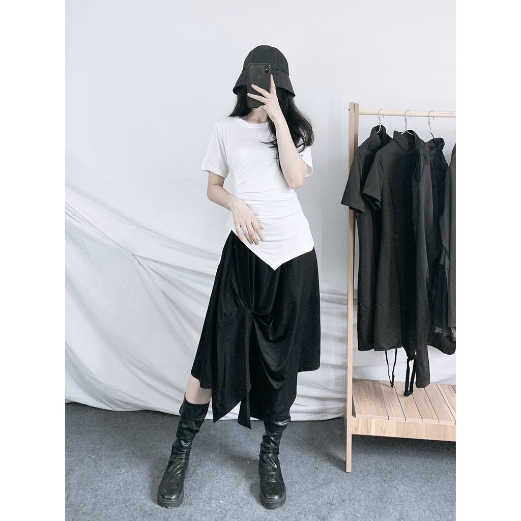 ÁO BODY THUN MÙA HÈ ÁO XẾP LY NHÚM ẢNH CHỤP THẬT CÁ TÍNH UNISEX CHÓE