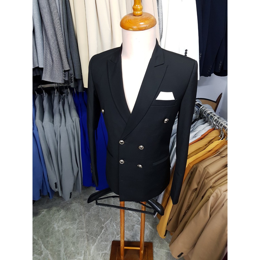 Áo vest nam ôm body mẫu 6 nút chất vải mềm mịn co giãn nhẹ màu đen