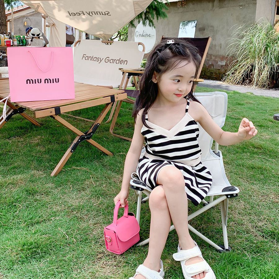 Hàng Mới Về Bộ Áo Thun Tay Ngắn + Quần Short 100% Cotton Họa Tiết Màu Nhuộm Phong Cách Hàn Quốc Thời Trang Mùa Hè Xinh Xắn Cho Bé Gái