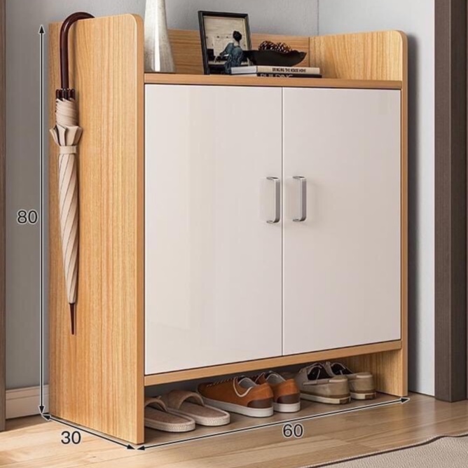 Để Giày Dép Gỗ 2 Cánh 4 Ngăn, Kệ Đựng Đồ Dùng Đa Năng-Kệ Tủ Giày Có Cánh Cửa Chống Bụi Bẩn