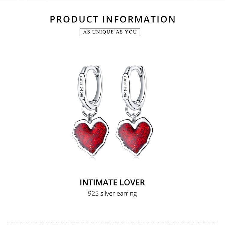 Hoa Tai Bamoer BSE484 Hình Trái Tim Từ Bạc 925 Dát Đá Cubic Zircon Dành Cho Nữ