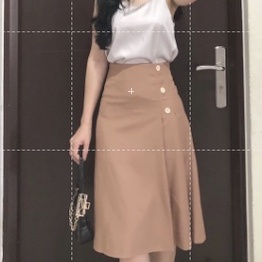 Chân váy A công sở dài qua gối chất tuyết mưa phong cách hàn