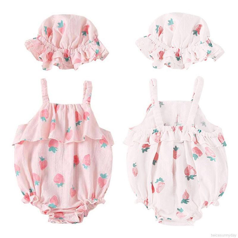 Áo liền quần + mũ in họa tiết hoa đáng yêu cho bé gái