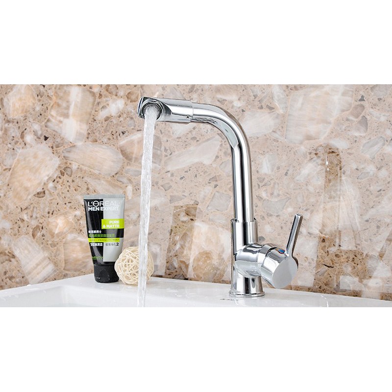 Vòi Lavabo nóng lạnh (cần vuông, đầu xoay 360) hợp kim đồng khối - Cao cấp ITALIA (Kèm đôi dây cấp nước)