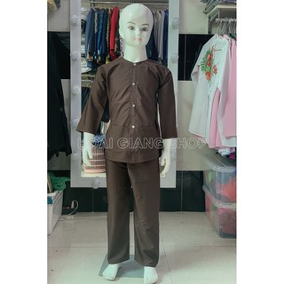 Hàng sẵn - Bộ bà ba bé trai màu nâu nam bộ chính hiệu. Đủ Size, đủ màu dễ chọn lựa.