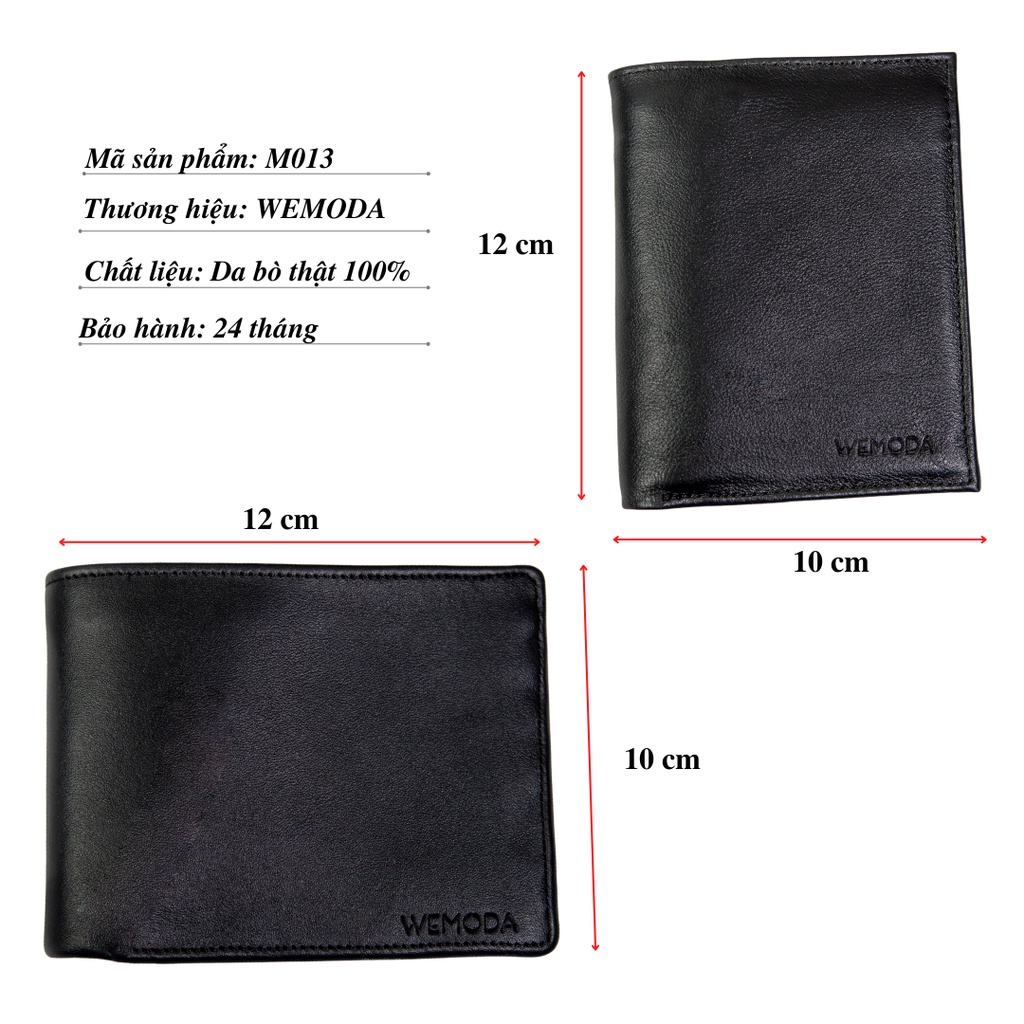 Ví Da Nam WEMODA dáng mini màu nâu đen da bò thật 100% tặng kèm hộp bảo hành 24 tháng