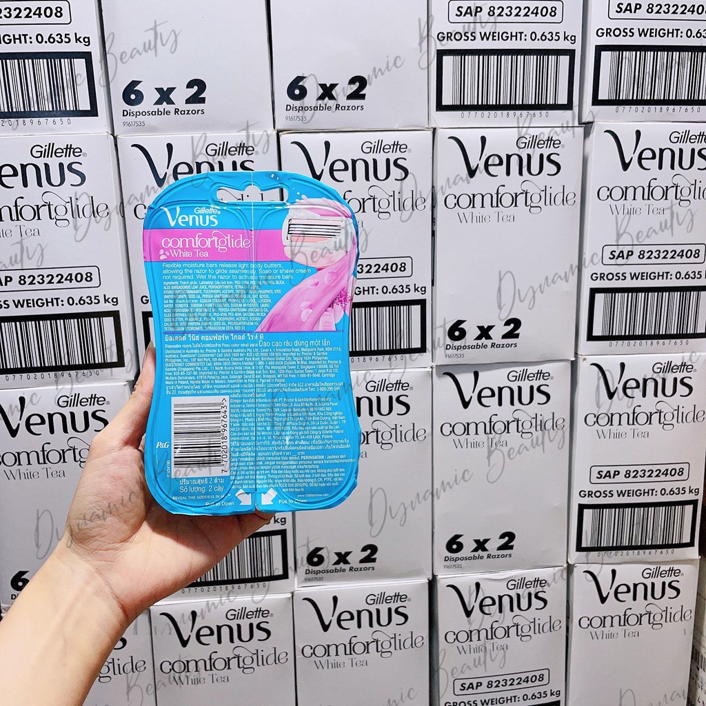 [Có che tên- tách lẻ] Bộ 2 dao cạo cho nữ có đầu bơ gillette Venus comfortglide white tea venus spa 3 blades