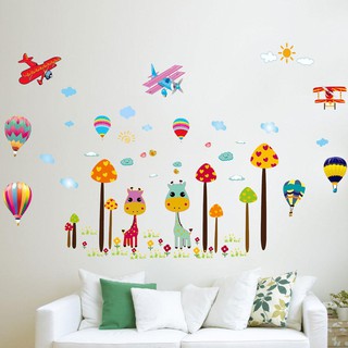 Decal dán tường Máy bay, cầu vồng, động vật cho bé - ay7231+ay622